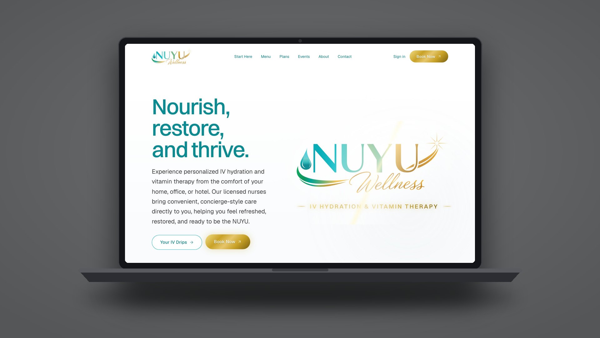 NUYU Wellness website on a laptop