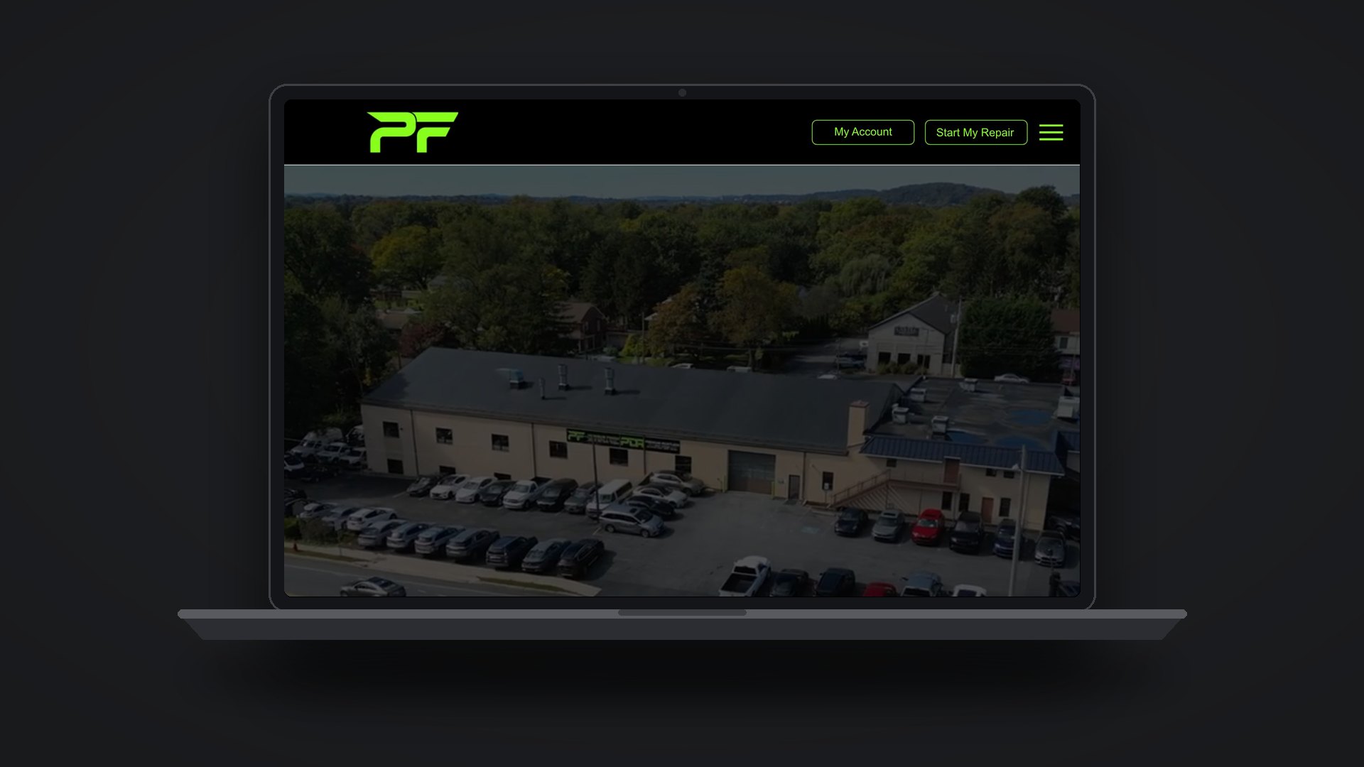 Premium Finish website on a laptop