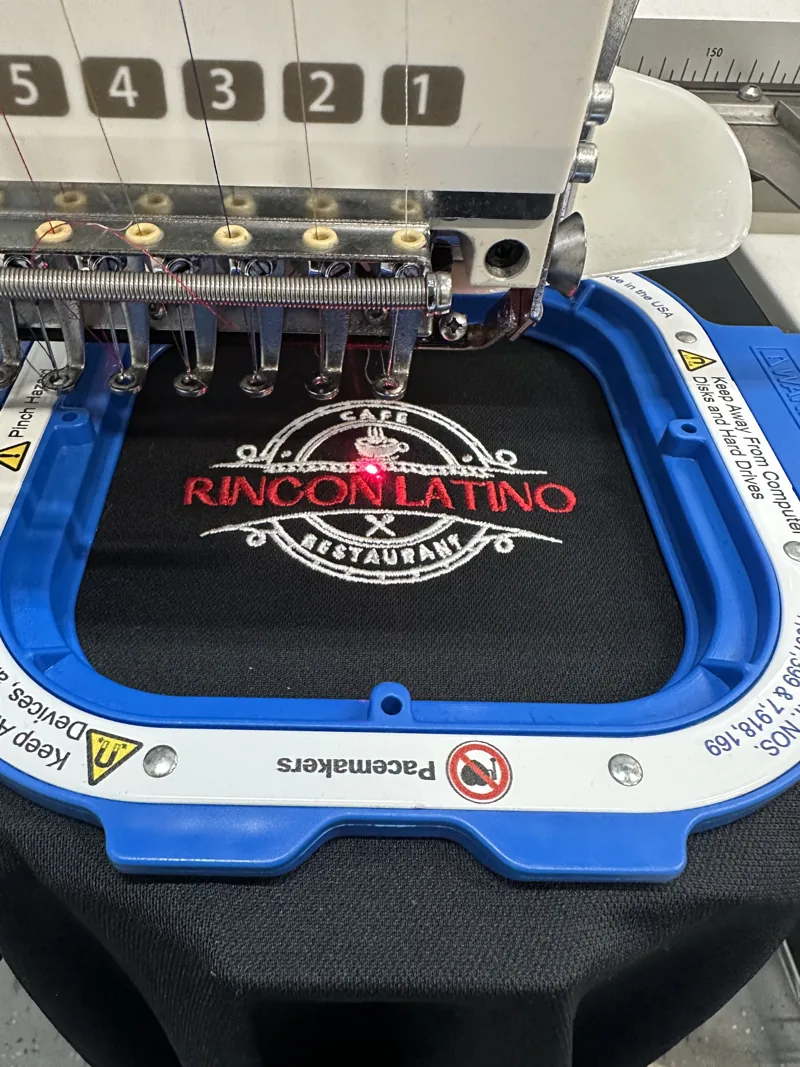 Rincon Latino embroidery on the machine
