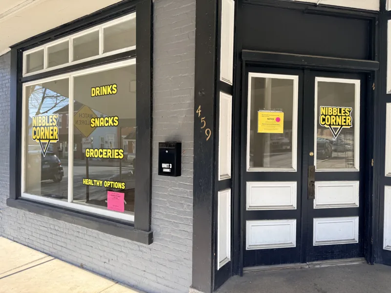 Nibbles' Corner storefront decals